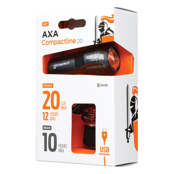 Set Far + Stop AXA Compactline 20 Lux Battery