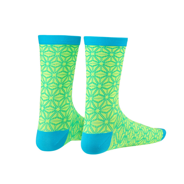 Sosete Ciclism SUPACAZ Asanoha Neon Yellow/Blue