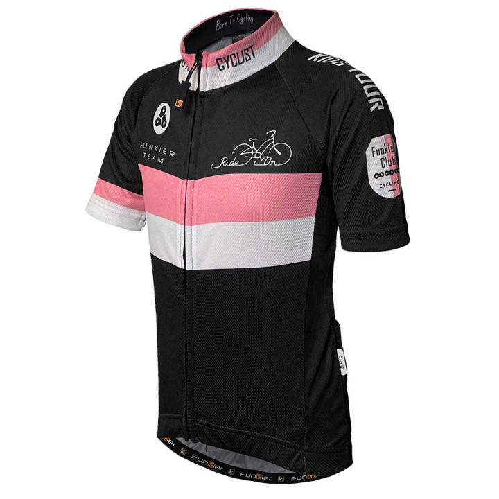 Tricou Ciclism Copii FUNKIER Saletti Pink/Black