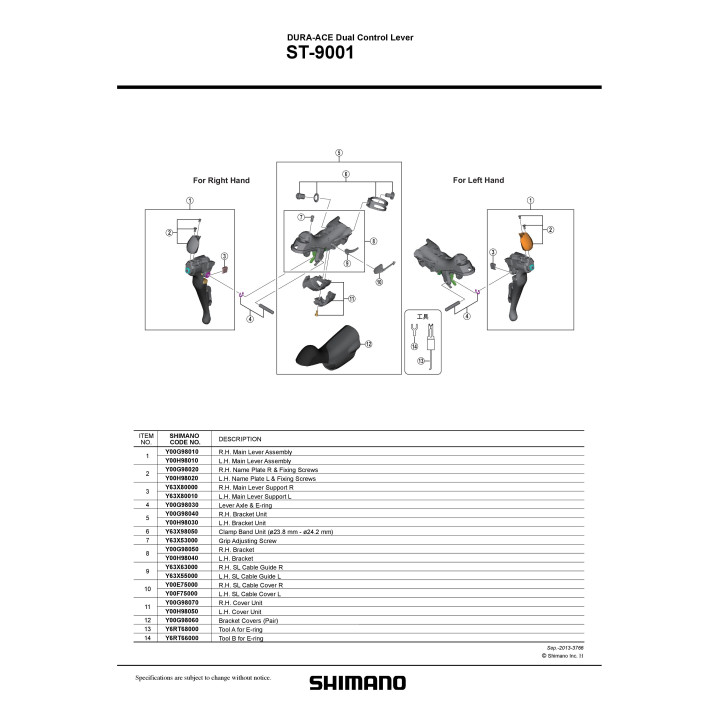 Capac Maneta Shimano ST-9001 Dreapta cu Suruburi