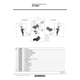 Capac Maneta Shimano ST-9001 Stânga + Șuruburi