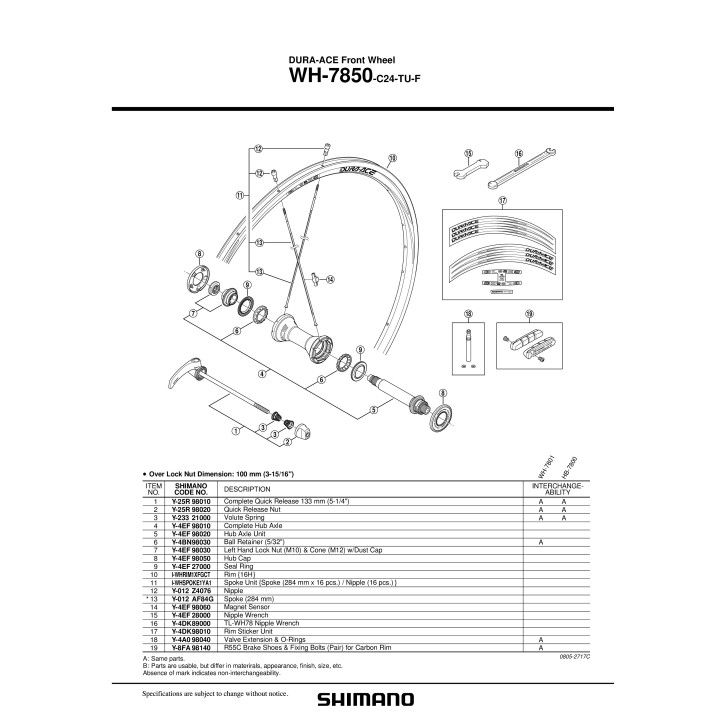 Niplu Shimano WH-7850-C24-TU-F - Piesă Originală