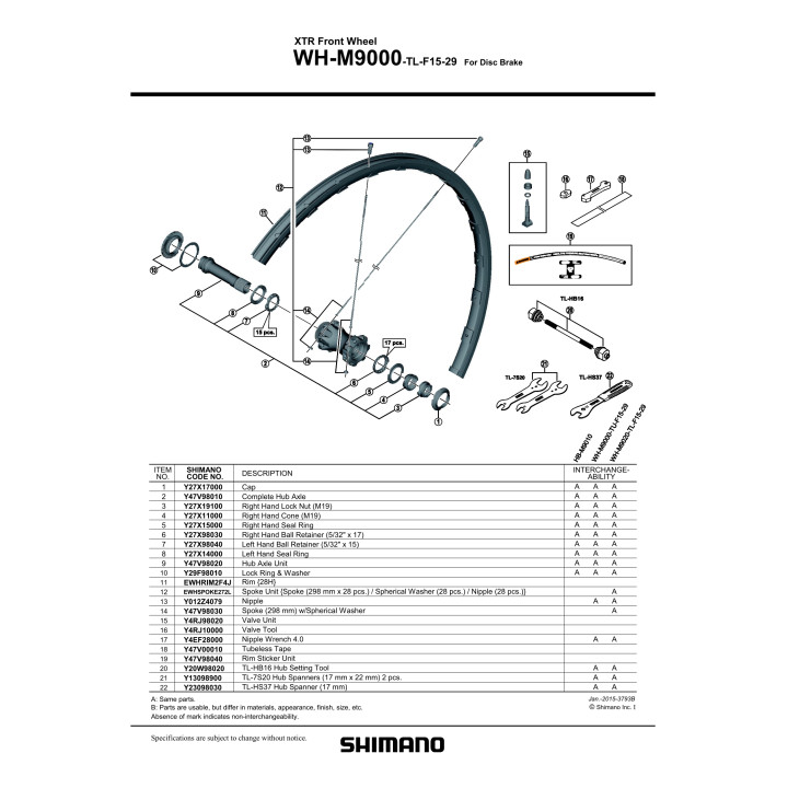 Niplu Shimano WH-M9000-TL-F15-29 Original