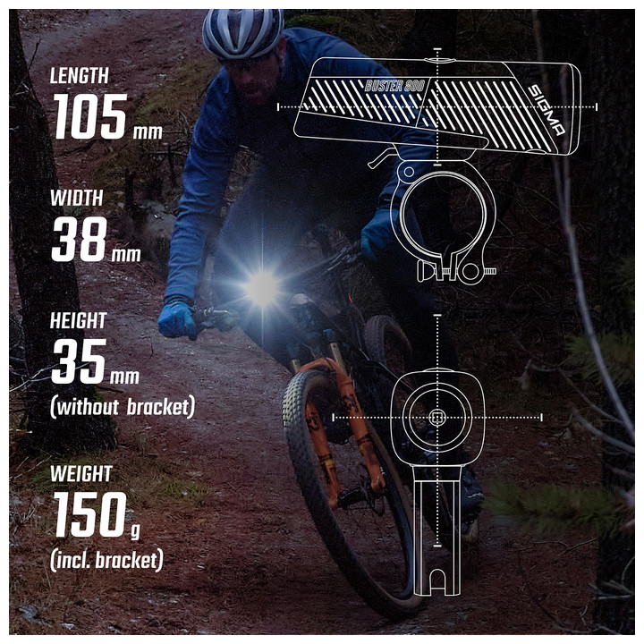 Far SIGMA BUSTER 800 Față - Iluminare Puternică cu LED CREE