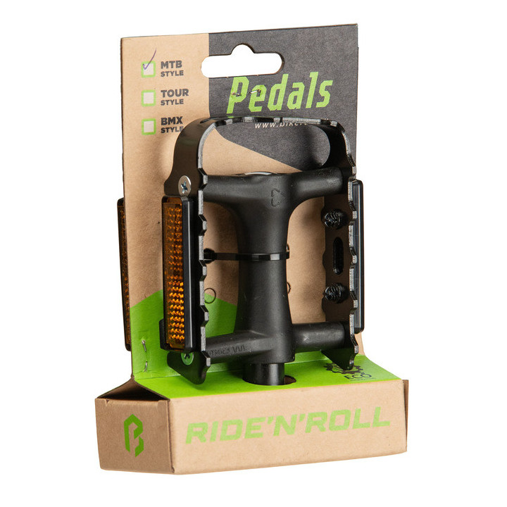 Pedale BIKEFUN RANGER MTB negru/argintiu - 9/16"