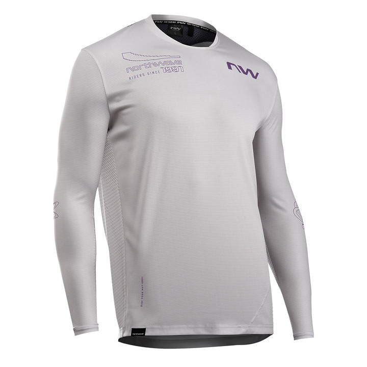 Tricou Ciclism Northwave Edge 2 Lung Gri/Lilă