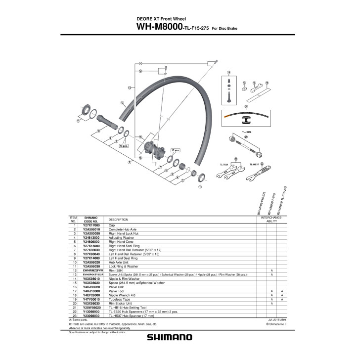 Niplu Shimano WH-M8000-TL-27.5 & Saiba Jantă