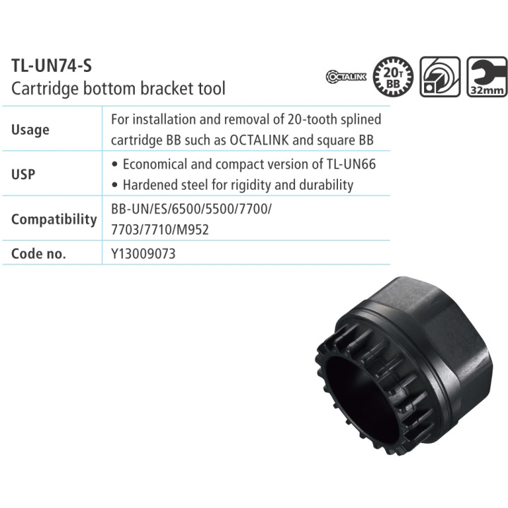 Cheie Shimano TL-UN74-S pentru cuvete pedalier