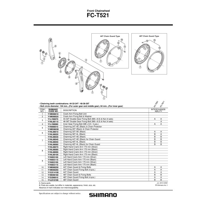 Foaia Shimano FC-T521 36T Neagra | Pedalier
