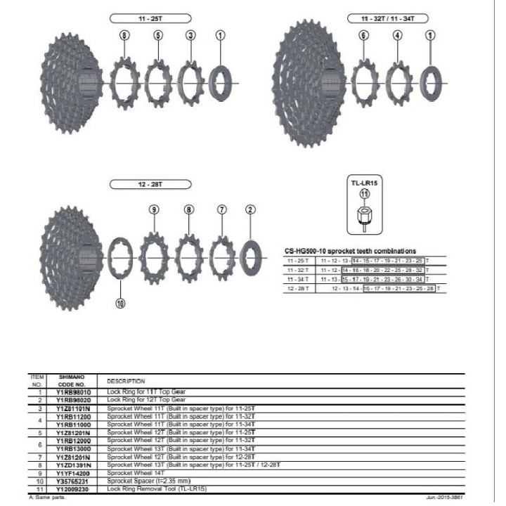 Pinion Shimano CS-HG500-10 12T cu distanțier