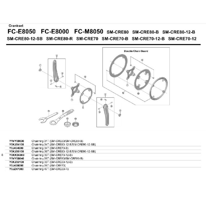 Foaia Shimano SM-CRE80 34T - Componență Pedalare