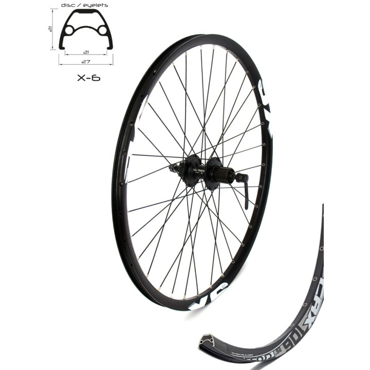 Roata Spate CROSSER X6 32H 26'' QR - Frana disc (CenterLock) cu Butuc Shimano AFHTY5057BZBL | capsata