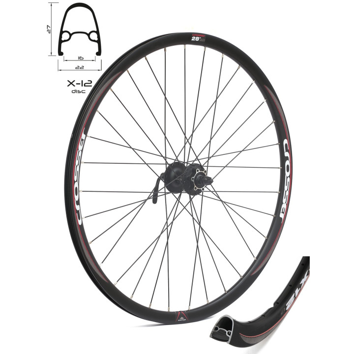 Roata Fata CROSSER X12 32H 28'' QR - Frana disc (6 suruburi) cu Butuc Promax DB602EF