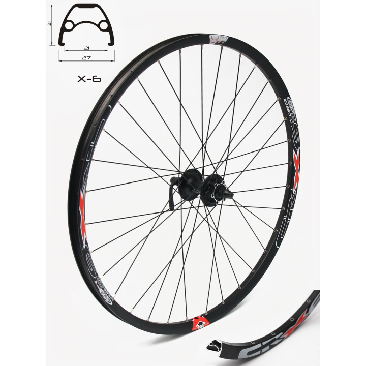 Roata Fata CROSSER X6 32H 27.5 QR - Frana disc (6 suruburi) cu Butuc Promax DB602EF | capsata
