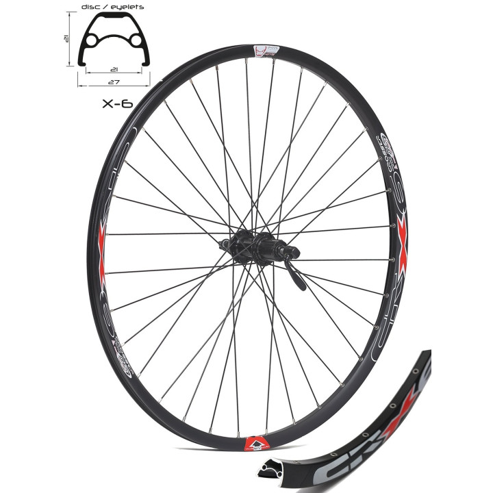 Roata Spate CROSSER X6 32H 28'' Casete, QR - Frana disc (CenterLock) cu Butuc SHIMANO TX505 | capsata