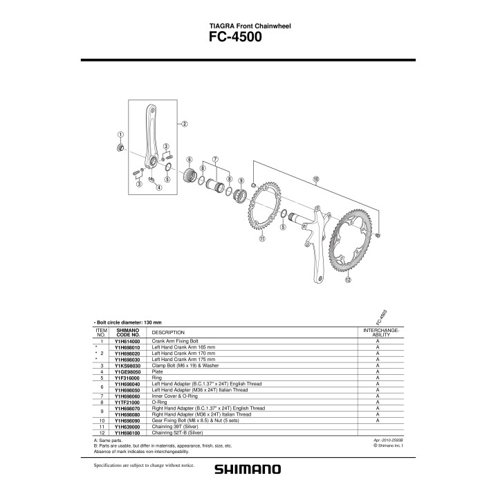 Foaia Shimano FC-4500 39T Argintie