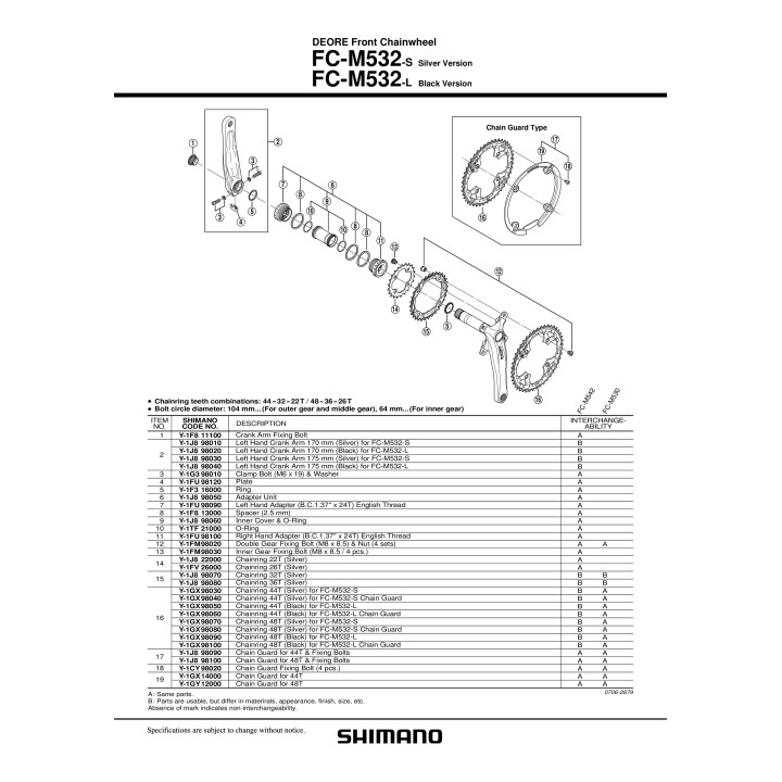 Foaia Shimano FC-M532 32T Argintie