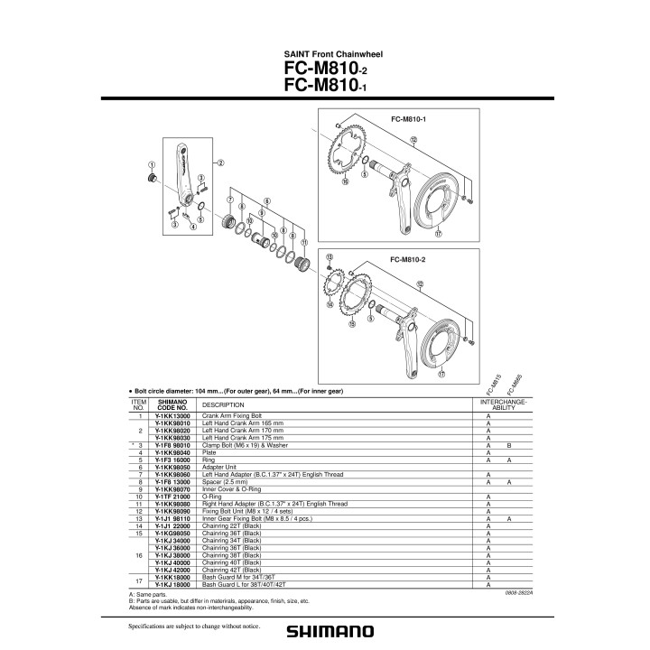 Șurub fixare brat pedalier Shimano FC-M810