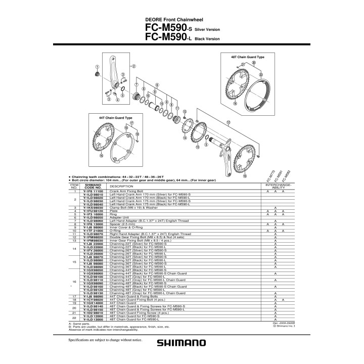 Foaie Shimano FC-M590 36T Neagra