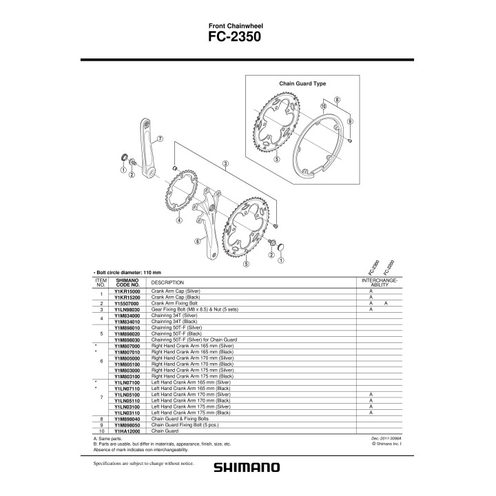 Foaia Shimano FC-2350 34T Argintie