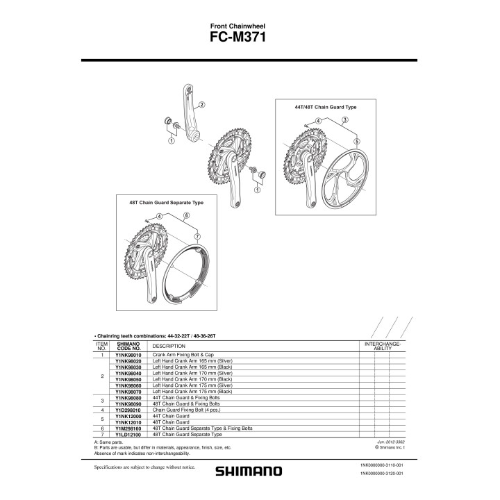 Brat Pedalier Shimano FC-M371 175MM Negru