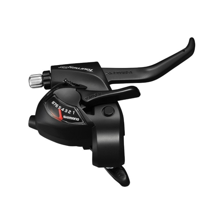 MANETA SCHIMBATOR/FRANA SHIMANO TOURNEY ST-TX800-R  DREAPTA 8 VIT.  CABLU 2050MM  2 DEGETE  PT. V-BRAKE  NEGRU  AMBALAT IND.