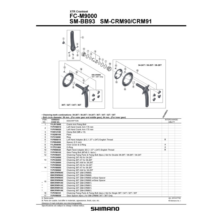 Șuruburi Angrenaj Shimano FC-M9000 Set 8 buc.