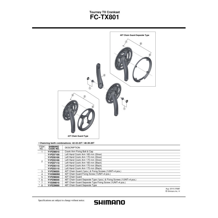 Brat Pedalier Shimano FC-TX801 175mm Stânga
