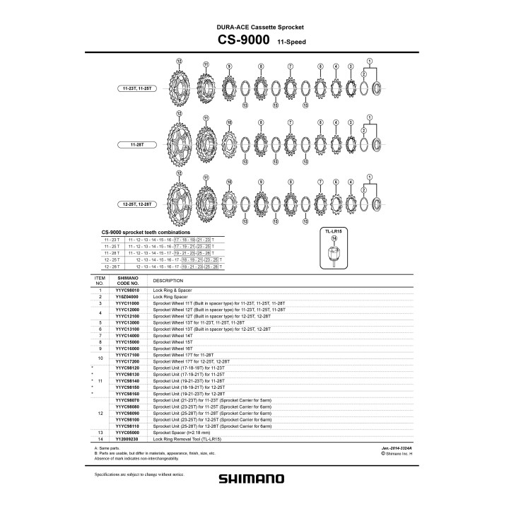 Pinion Shimano CS-9000 23-25T pentru 11-25T
