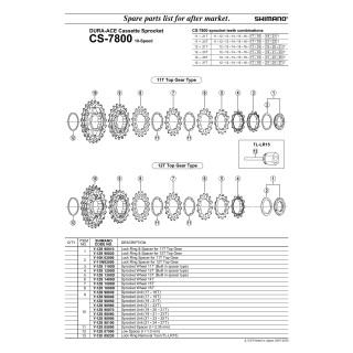 Distanțiere Shimano CS-7800 LOW 1.0mm