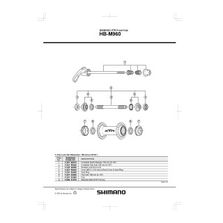 Ax Butuc Shimano HB-M960 108MM Complet