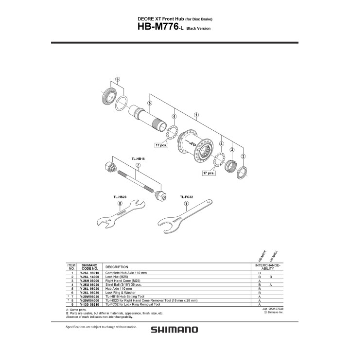 Con Shimano HB-M776 Contrapiulita M25