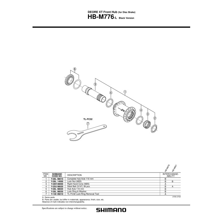 Butuc Shimano HB-M776-L 110mm | Piesă Calitate