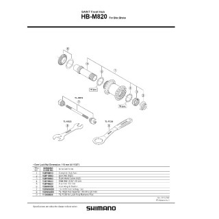 Ax Complet Butuc Shimano HB-M820