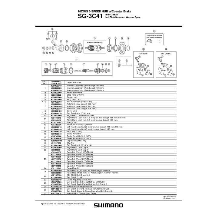 Colivie cu bile Shimano SG-3C41 J 7/32"