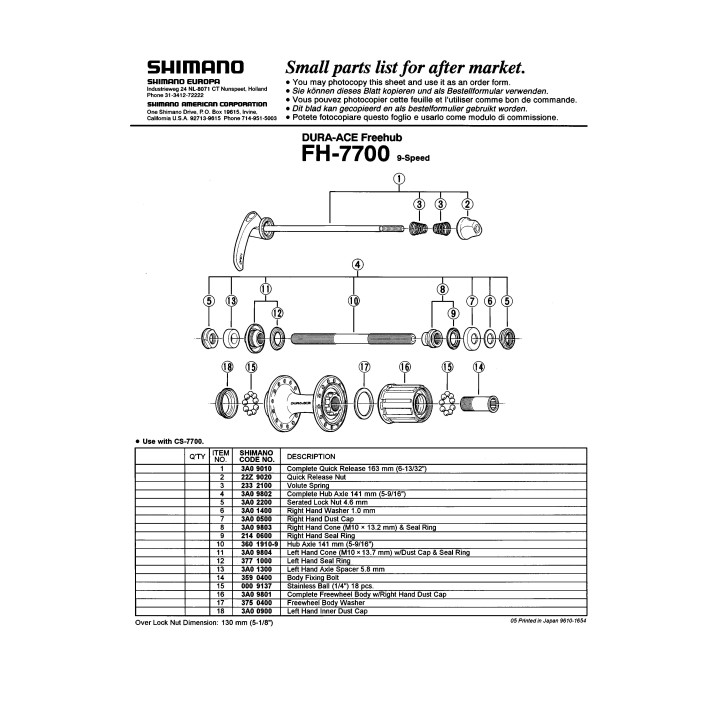 Con Shimano FH-7700 4.6MM Searat