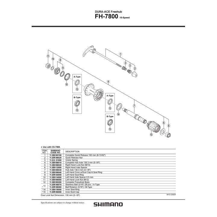 Freewheel Body Shimano FH-7800 | Piesă Schimb