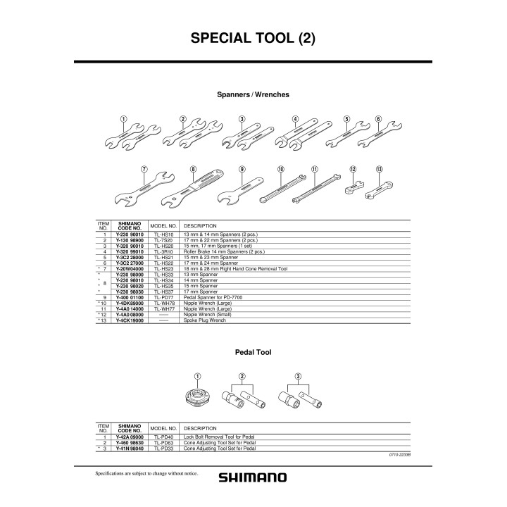 Cheie Shimano TL-HS21 15x23mm Pentru Butuc FH-M800