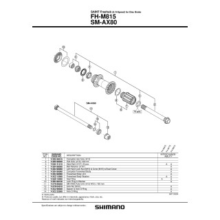 Ax Complet Butuc Shimano FH-M815