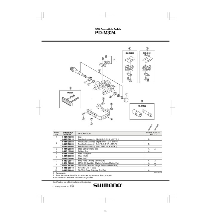 Capat Shimano PD-M324 - Piesa de inlocuire