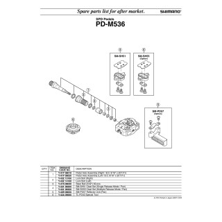 Ansamblu Ax Pedale Shimano PD-M536 Stânga