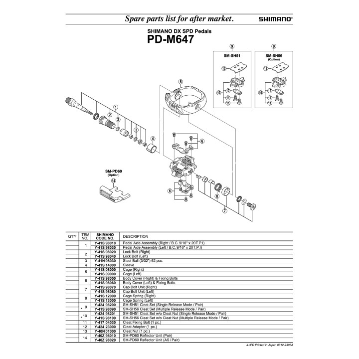 Pedalá Shimano PD-M647 Stânga - SPD