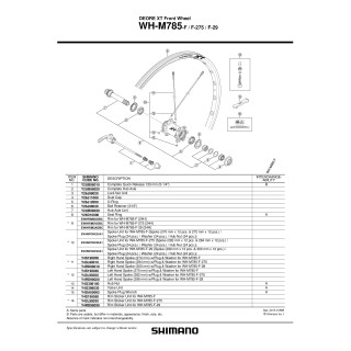 Spita Shimano WH-M785-F-275 Stânga 282mm