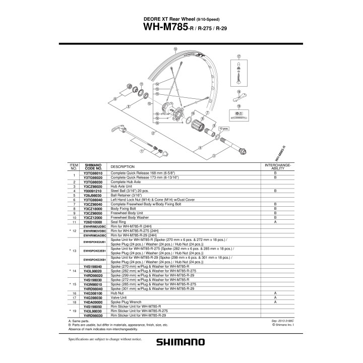 Spita Shimano WH-M785-R-275 285mm cu capat