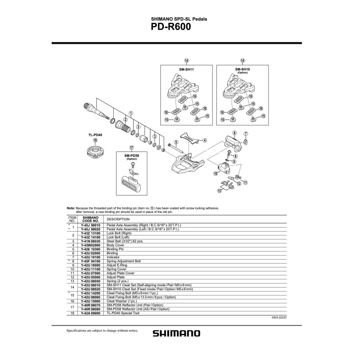 Capac Pedale Shimano PD-R600