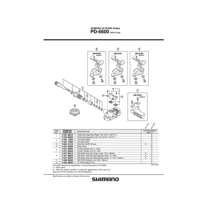 Suport Cauciuc Shimano PD-6600 Dreapta