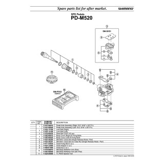 Capac Pedalä Shimano PD-M520 Dreapta cu Suruburi