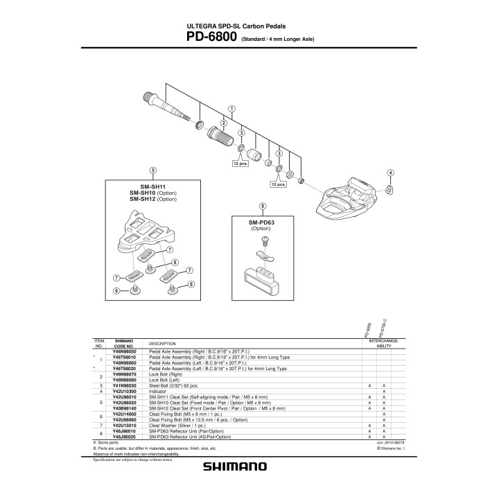 Ansamblu Ax Pedale Shimano PD-6800 Stânga