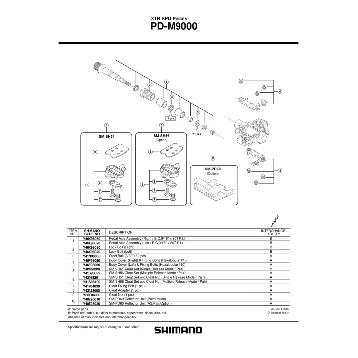 Ansamblu Ax Pedale Shimano PD-M9000 Dreapta