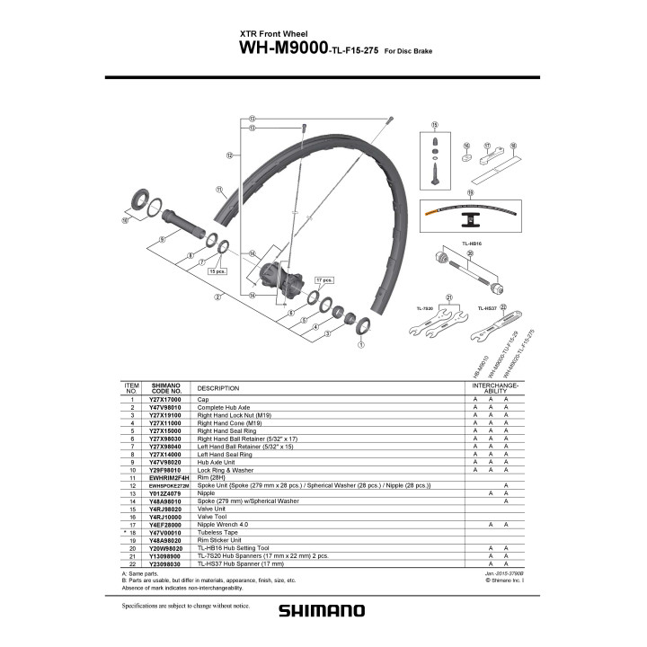 Spita Shimano WH-M9000-TL-F15-275 279MM